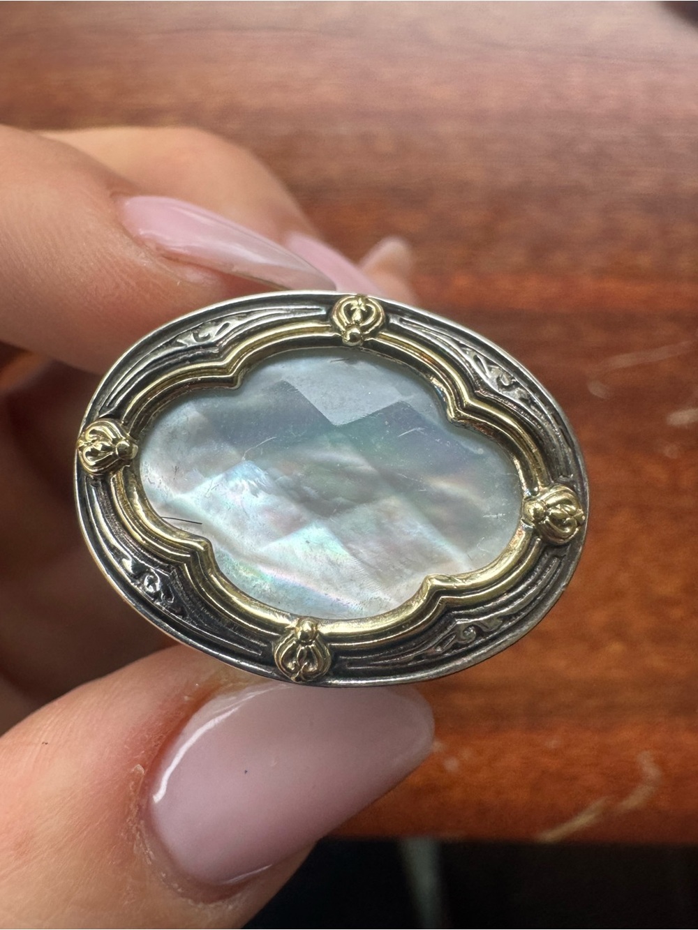 Konstantino Mother of Pearl Doublet Sterling Silver & Gold Ring